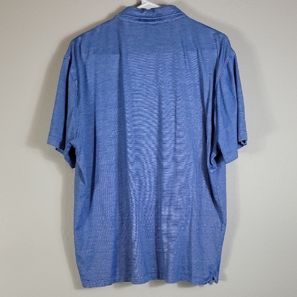 Peter Millar Mens Short Sleeve Polo Shirt Size L Blue Collar Golf Lightweight - Picture 8 of 11